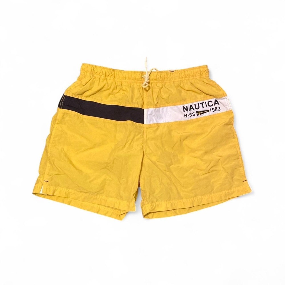 Vintage Nautica color block swim shorts surf sea voyage nylon Men's L/31